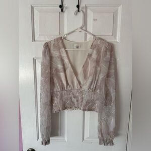 ARITZIA Wilfred Floral Surplice Long-Sleeve blouse